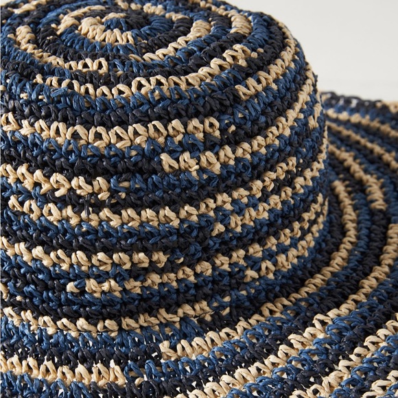 New Anthropologie San Diego Co. Spacedye Bucket Hat Blue cream SummerBeach Pool - Picture 5 of 9